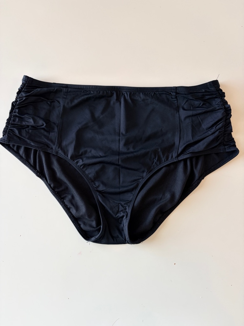 Black High Waist Swim Bottoms, Size L